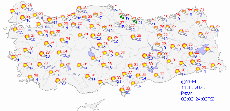 Türkiye güncel hava tahmini haritası