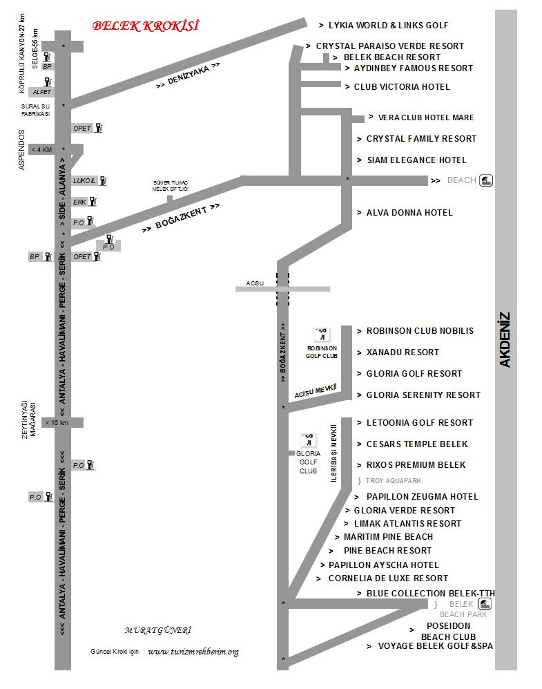  Antalya Belek Boazkent Oteller Haritas / www.turizmrehberim.org
